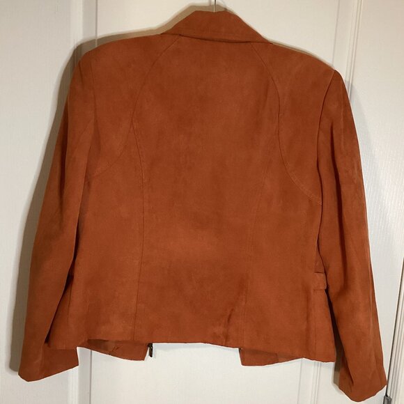 Vintage Conrad C Women's Faux Suede Blazer Jacket Burnt Orange Size 6 Office - Picture 7 of 9